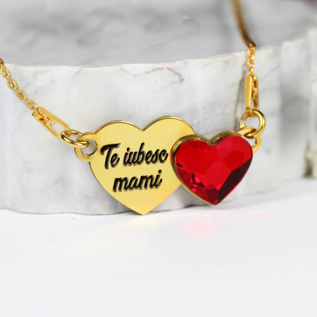 Zorana - Colier personalizat din argint 925 placat cu aur galben 24K si cristal - Inimioara [1]