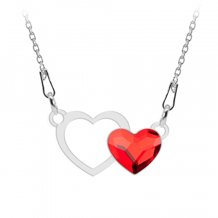 Lantisoare cu text personalizat din argint - Lantisor cu sau fara personalizare din argint cu cristal inimioara rosie - 45 cm