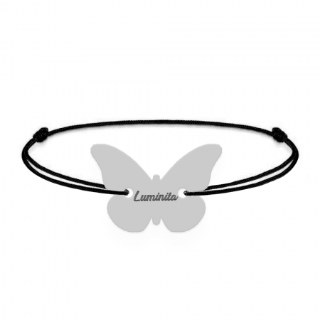 Bratari personalizate - Zulema - Bratara personalizata din snur cu fluturas din argint 925 cu nume