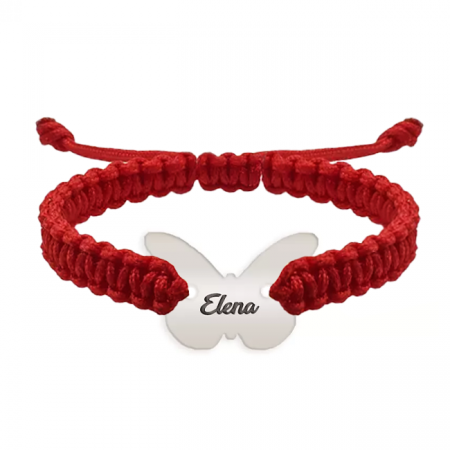 Bratara personalizata snur impletit fluturas si nume gravat din argint 925 [1]