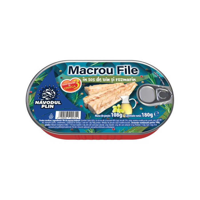 NAVODUL PLIN File de macrou in sos de vin si rozmarin 180g [1]