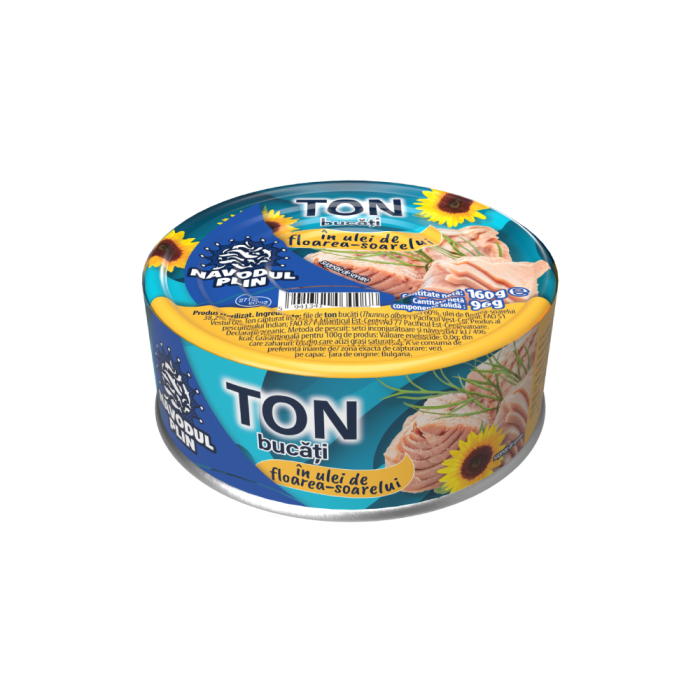 NAVODUL PLIN Ton bucati in ulei de floarea soarelui 160g [1]