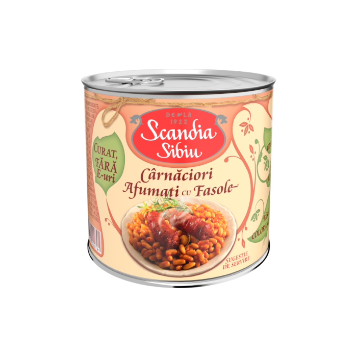 Scandia Sibiu Cârnăciori de casa afumati, cu fasole 400g [1]