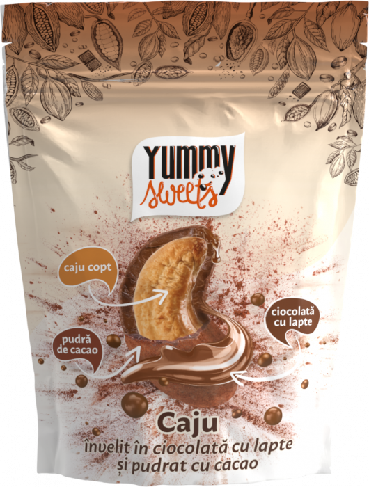 YUMMY SWEETS Caju invelit in ciocolata cu lapte & cacao100g [1]