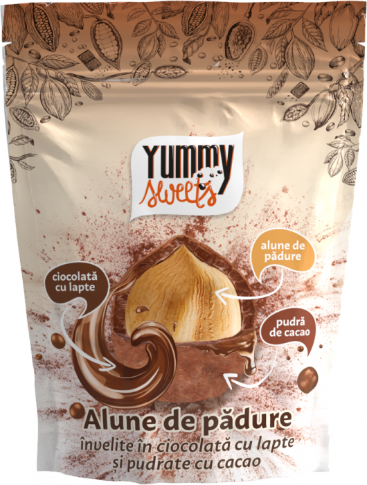 YUMMY SWEETS Alune de padure invelite in ciocolata cu lapte&cacao100g [1]