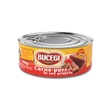 Conserve Carne - Bucegi Carne porc in suc propriu 300g, 97% carne