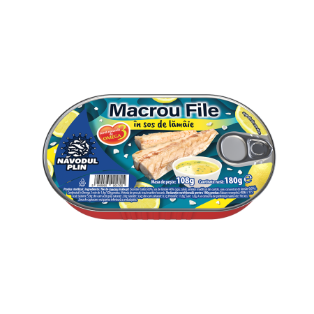 Conserve pește - NAVODUL PLIN File de macrou în sos de lamaie 180g