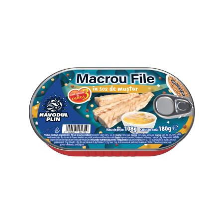 Conserve pește - NAVODUL PLIN File de macrou în sos de mustar 180g