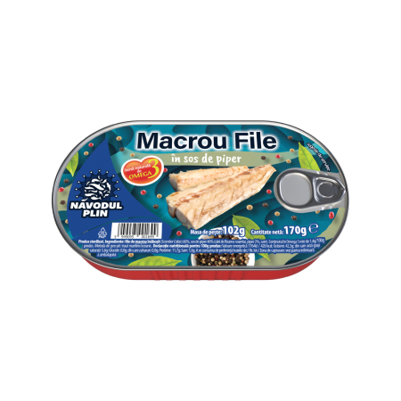 Conserve pește - NAVODUL PLIN File de macrou in sos de piper 170g