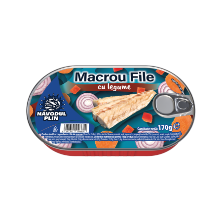 Conserve pește - NĂVODUL PLIN Macrou file cu legume 170g