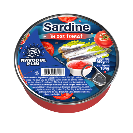Conserve pește - NAVODUL PLIN Sardine în sos tomat 160g