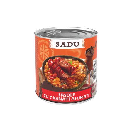 Conserve Mâncare Gătită - Sadu Fasole cu carnati afumati 800g