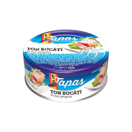 Conserve pește - TAPAS Ton in suc  propriu 160g