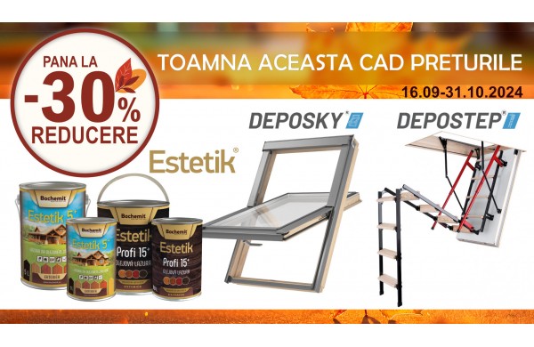 Toamna aceasta, prețurile cad! Reduceri de până la 30% la scări de pod, ferestre de mansardă.