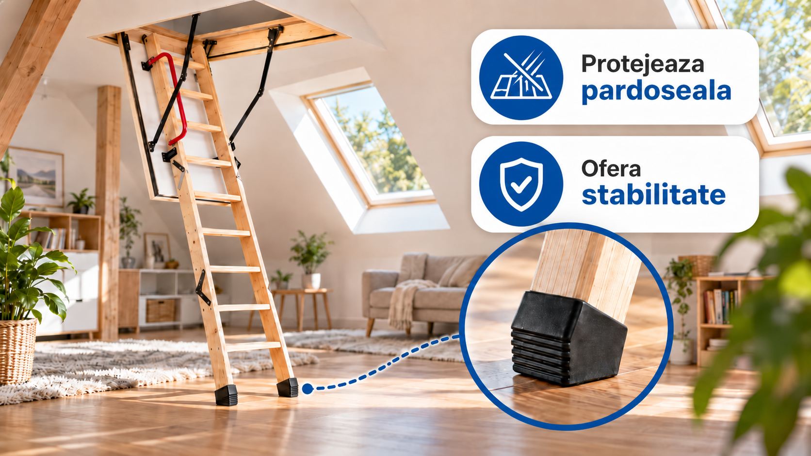 Scara pod DEPOSTEP: mansoane incluse pentru protectie si siguranta