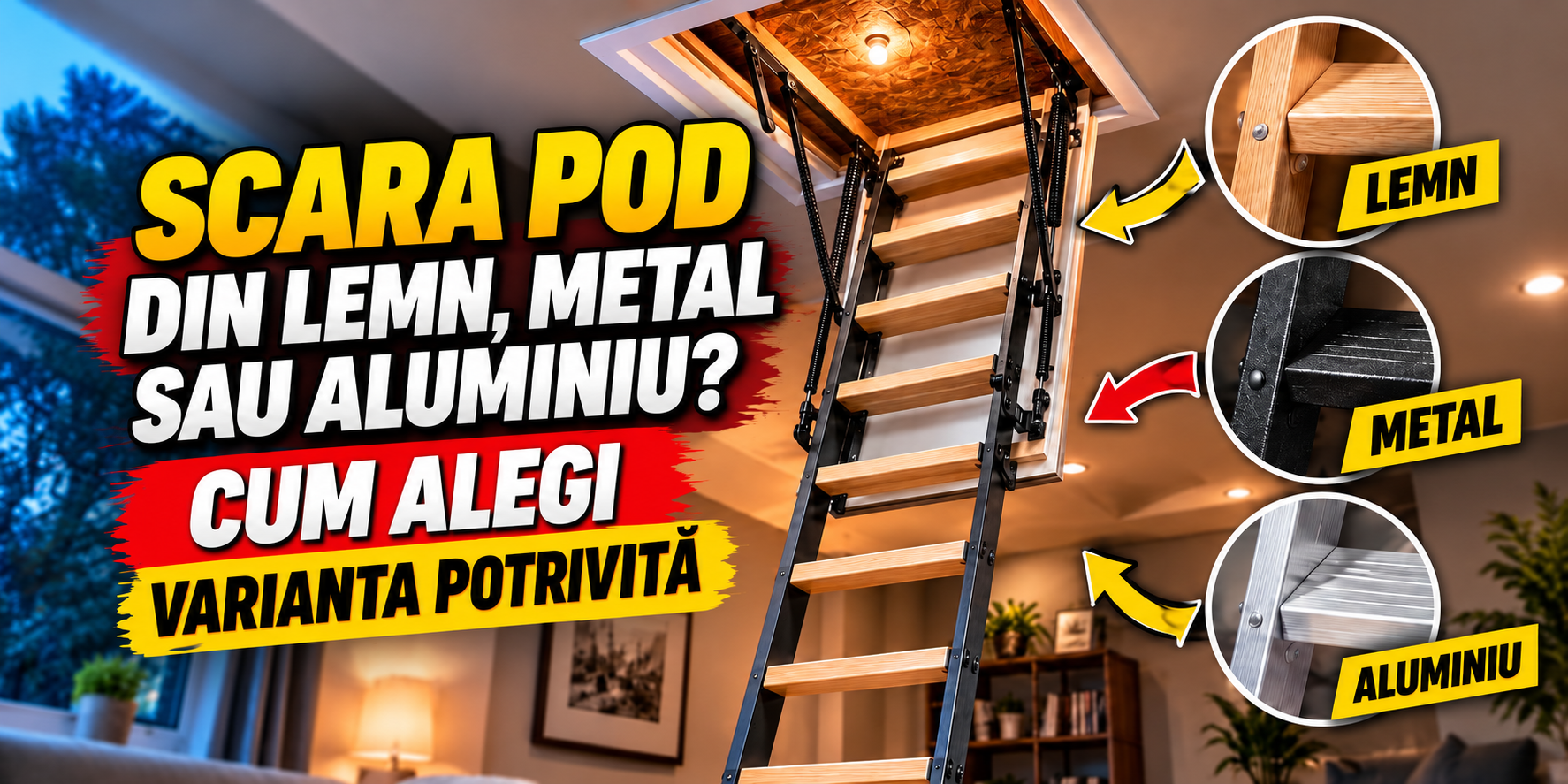 Scara pod din lemn, metal sau aluminiu? Ghid practic