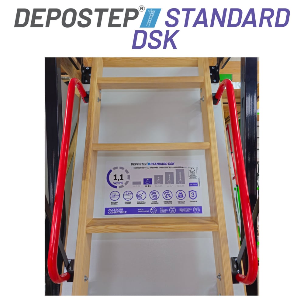 DEPOSTEP STANDARD DSK scara pod mansarda din lemn de pin [4]