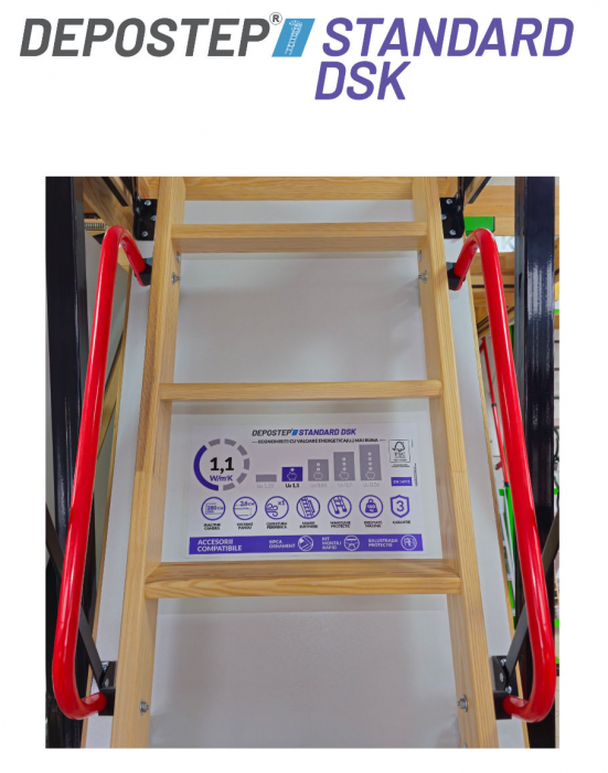 DEPOSTEP STANDARD DSK scara pod mansarda din lemn de pin [2]
