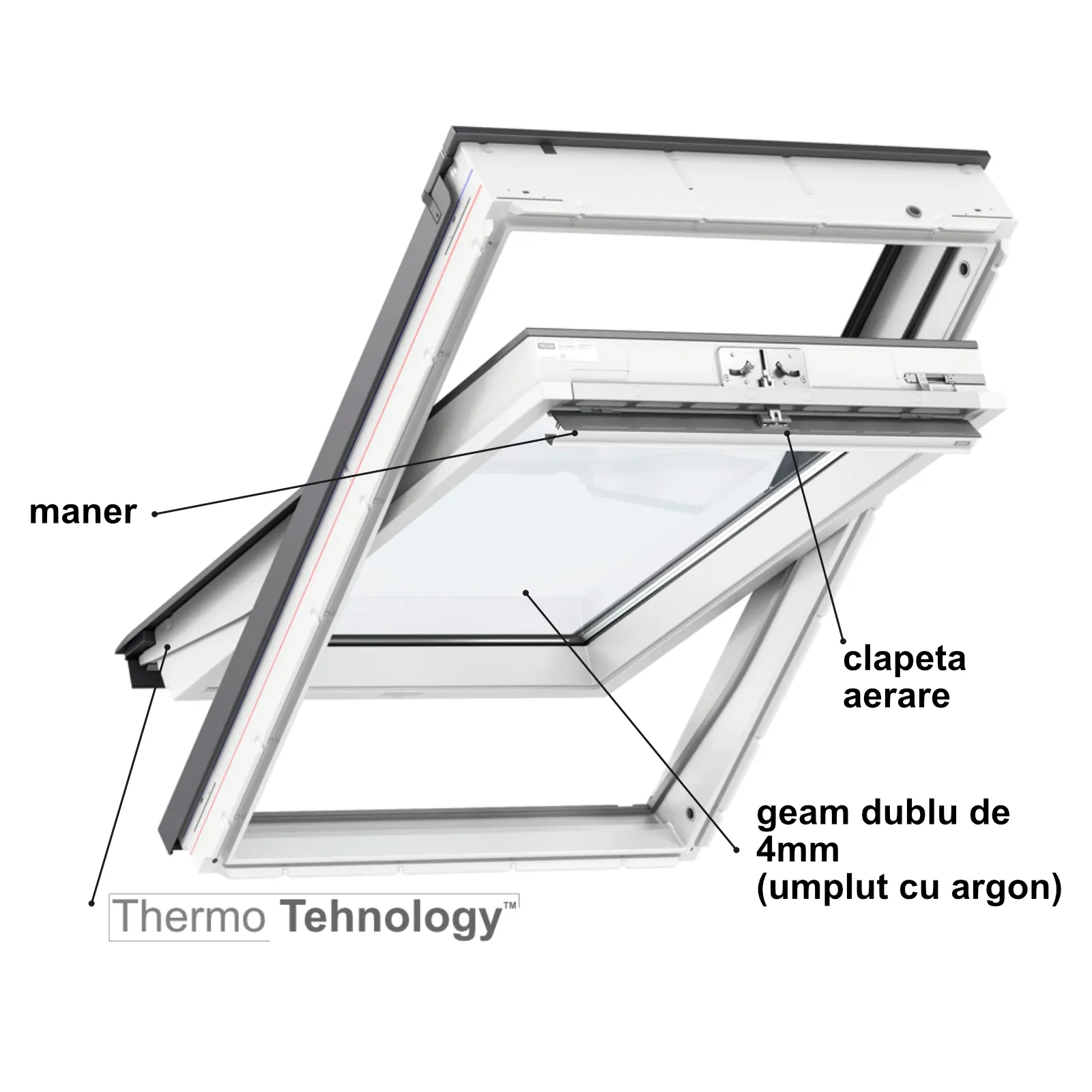 Geam mansarda VELUX GLU 0051 BASIC | Poliuretan, maner sus [3]