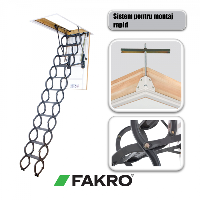 Scara acces pod, mansarda metalica Fakro LSZ, pantograf, izolatie 3 cm, 1 garnitura periferica, greutate maxima 200kg [3]