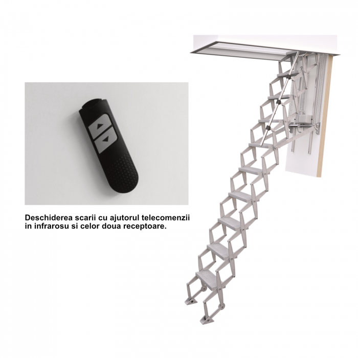 Scara acces pod, mansarda metalica, Roto ELECTRO actionata electric, telecomanda, 1 garnitura periferica, greutate maxima 200kg [2]