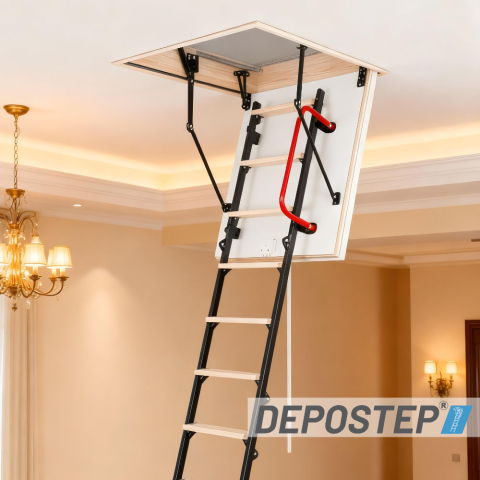 Scara Pod DEPOSTEP MINI SPECIAL MNS H 260-265 scurta, metalica cu trepte din lemn [3]