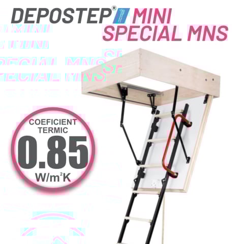 SCARI POD - Scara Pod DEPOSTEP MINI SPECIAL MNS H 260-265 scurta, metalica cu trepte din lemn