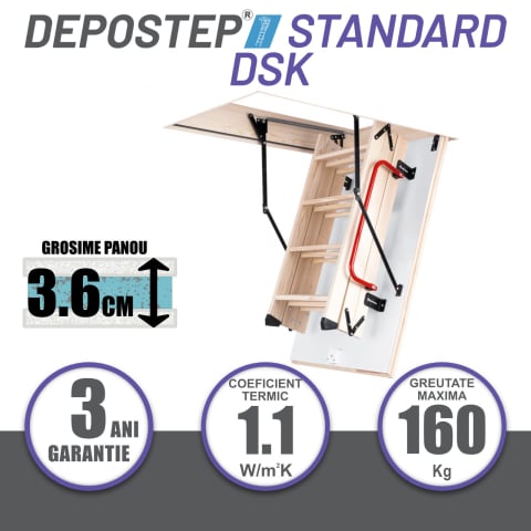 SCARI POD - DEPOSTEP STANDARD DSK scara pod mansarda din lemn de pin