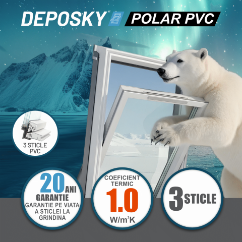 Fereastra mansarda DEPOSKY POLAR PVC, 3 sticle, maner jos [1]