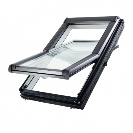 FERESTRE MANSARDA ROTO - Fereastra mansarda Roto R45K200 din PVC alb, 2 foi de sticla, geam unicameral, coeficient termic 1.3 W/m2k, sistem inchidere in 3 puncte.