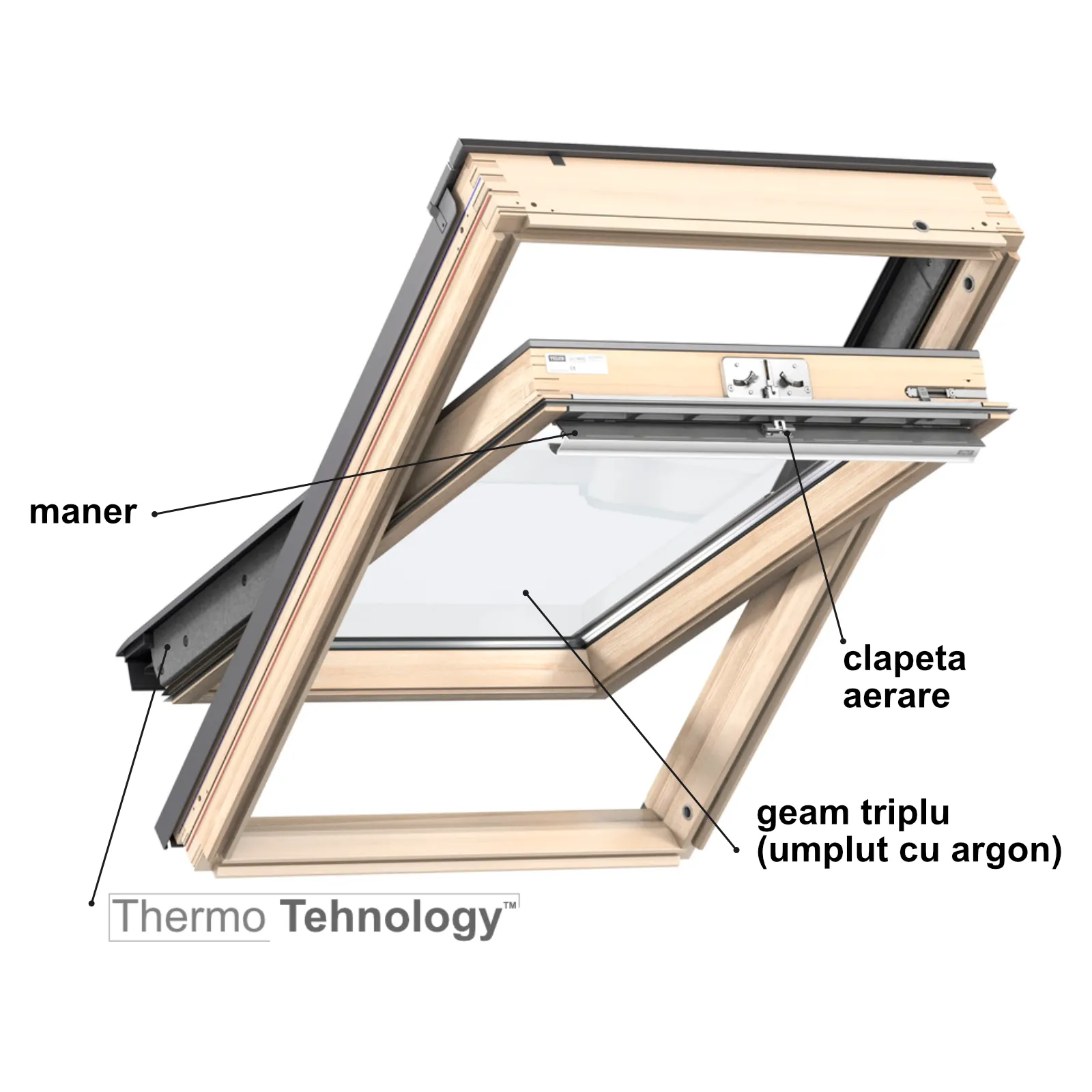 Geam mansarda din lemn de pin Velux GLL 1061 [2]