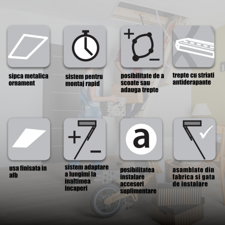 Scara acces pod, mansarda metalica Fakro LSZ, pantograf, izolatie 3 cm, 1 garnitura periferica, greutate maxima 200kg [3]