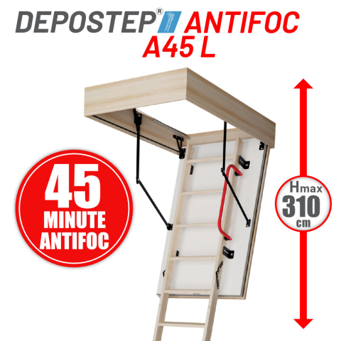 SCARI POD ANTIFOC - Scara Pod DEPOSTEP ANTIFOC A 45L H310 din lemn, rezistenta la foc 45 de minute