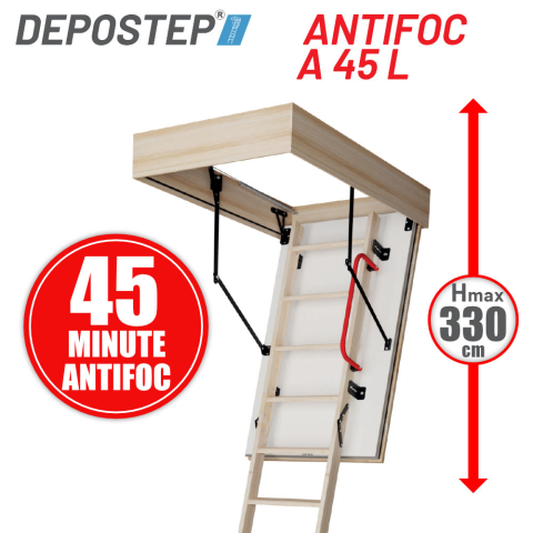 Scara Pod DEPOSTEP ANTIFOC A 45L H330 din lemn, rezistenta la foc 45 de minute [0]