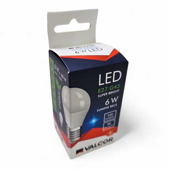 Bec LED 6W, E27, G45, lumina rece(6400K) [2]