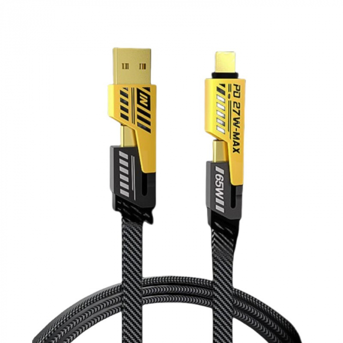 Cablu de date 4 in 1, incarcare rapid 65W,nylon impletit, 120cm [2]
