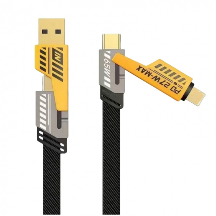 Cablu de date 4 in 1, incarcare rapid 65W,nylon impletit, 120cm [3]
