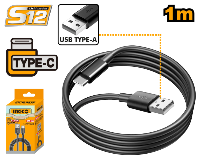 Cablu incarcare USB-A la USB-C 1m [1]