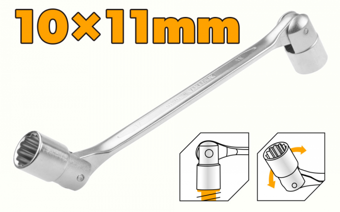 Cheie cu capat rotativ cu capat dublu. Cr-V. 10x11mm [1]