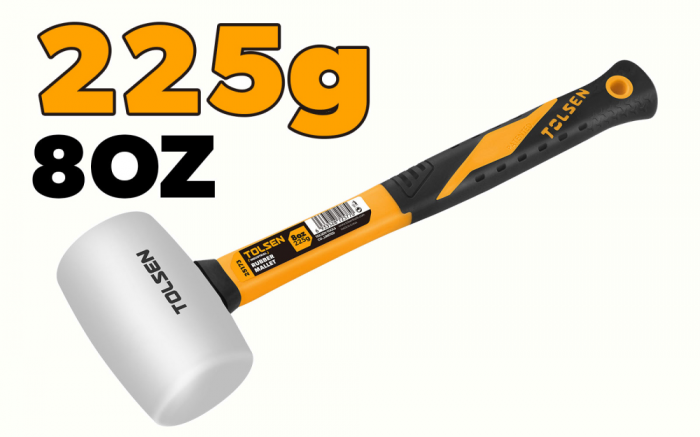 Ciocan de cauciuc 225 g alb,, maner din fibra de sticla GRIPro, Industrial [1]