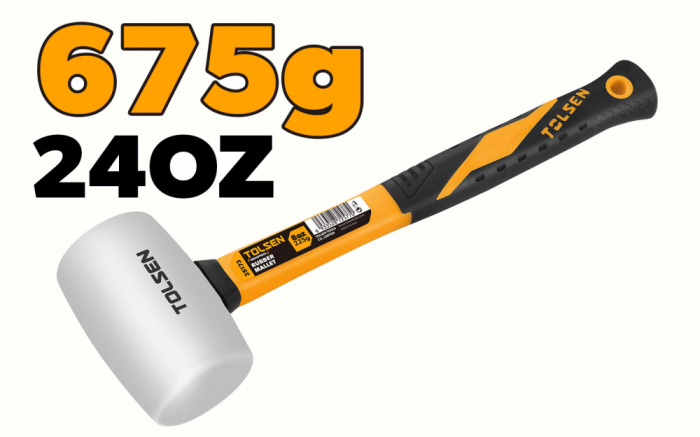 Ciocan de cauciuc 675 g alb, maner din fibra de sticla GRIPro, Industrial [1]
