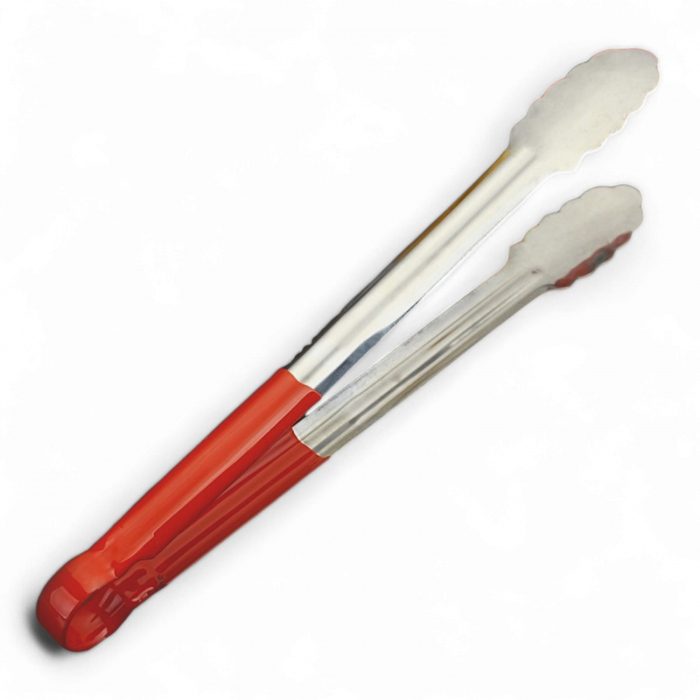 Cleste pentru gratar, lung, 35cm ,cu maner din cauciuc, rosu [2]