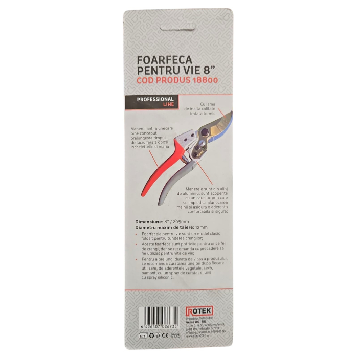 Foarfeca pentru vie 8" 205mm ROTEK [5]