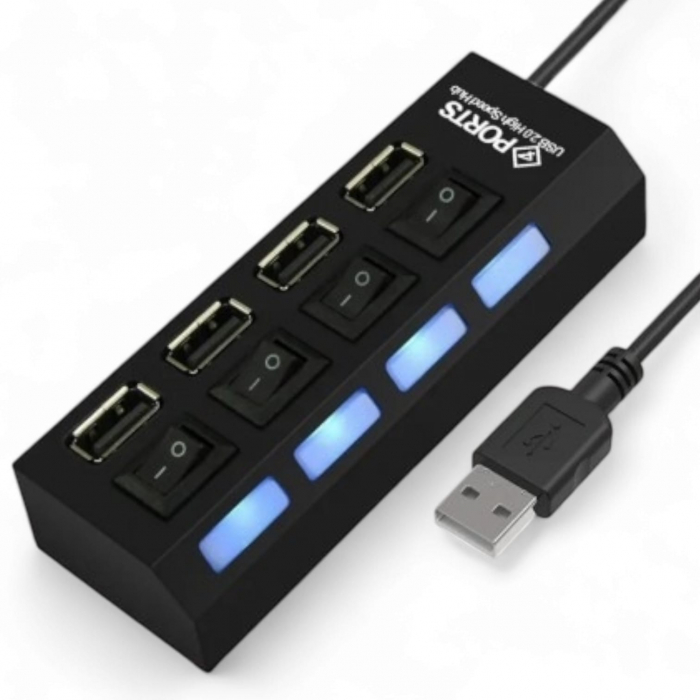 Hub 4 x USB 2.0 cu intrerupator si LED [1]