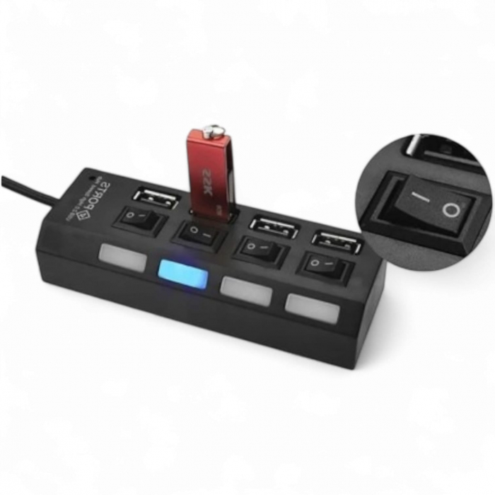 Hub 4 x USB 2.0 cu intrerupator si LED [3]