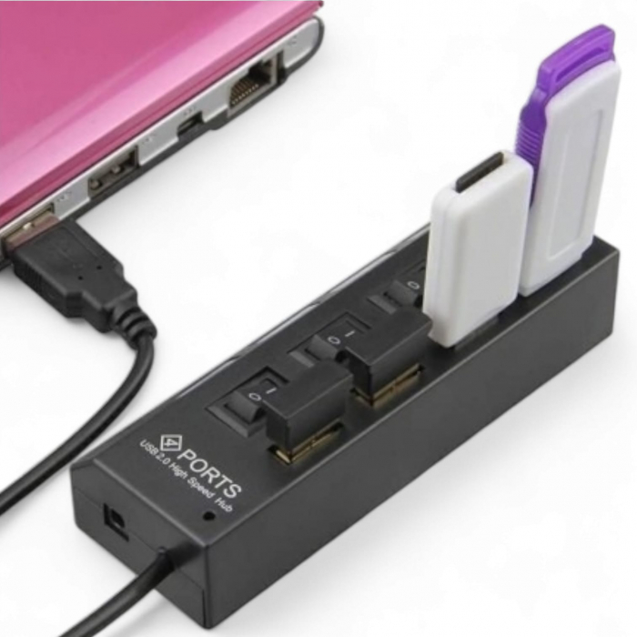 Hub 4 x USB 2.0 cu intrerupator si LED [5]