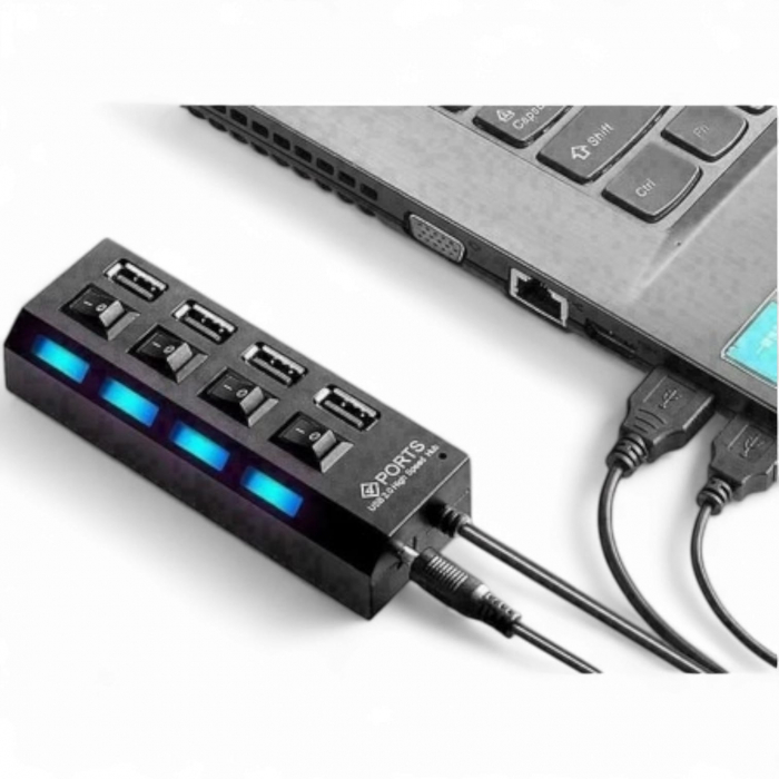 Hub 4 x USB 2.0 cu intrerupator si LED [4]