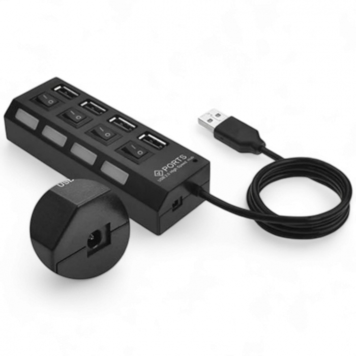Hub 4 x USB 2.0 cu intrerupator si LED [2]