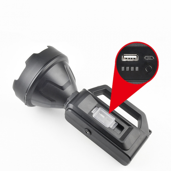 Lanterna de Mana MRG MYD899, Reincarcabila, Functie Power Bank, Negru [5]