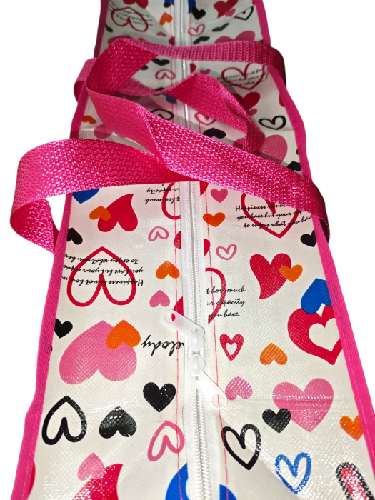 Set 2 sacose rafie,BIGBAG color pink happy,MDY,manere consolidate,buzunar lateral,fermoar dublă închidere,60X45X20 cm - MDY [2]